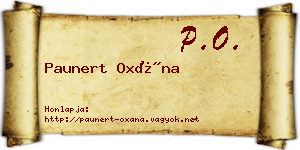 Paunert Oxána névjegykártya